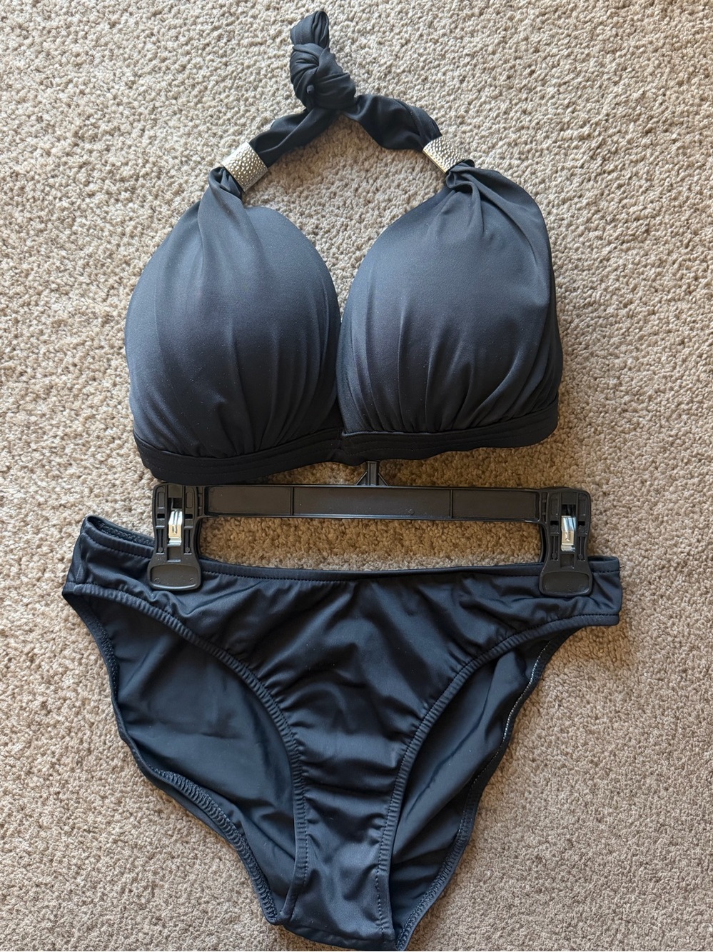 VENUS Black Venus Push Up Enhancer Bikini Top Set Size 12/ DDD Cup 🐎